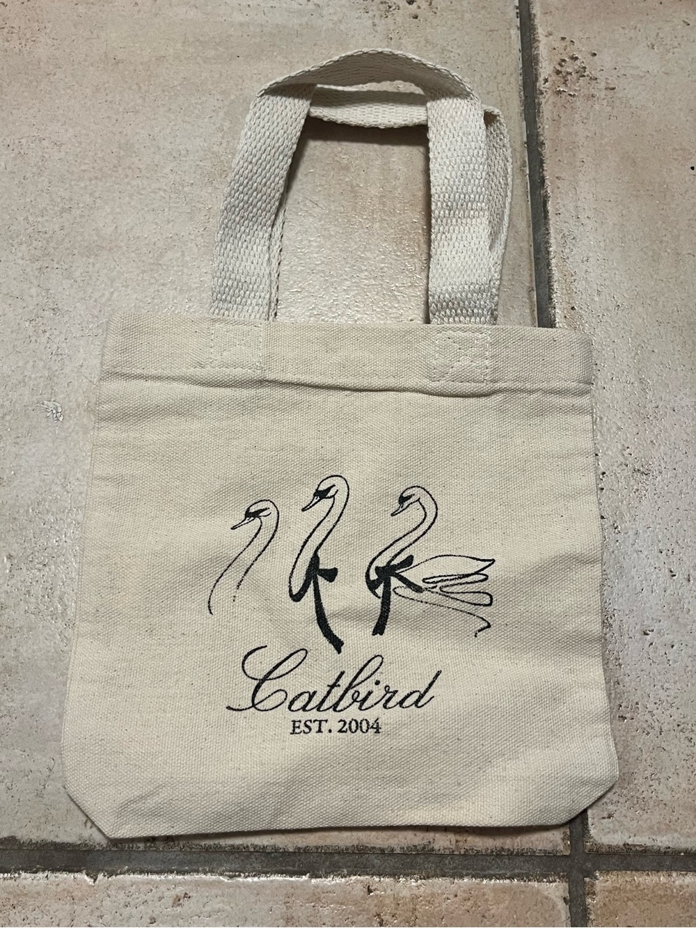Catbird Cream Canvas Tote with Black Swan Sketches